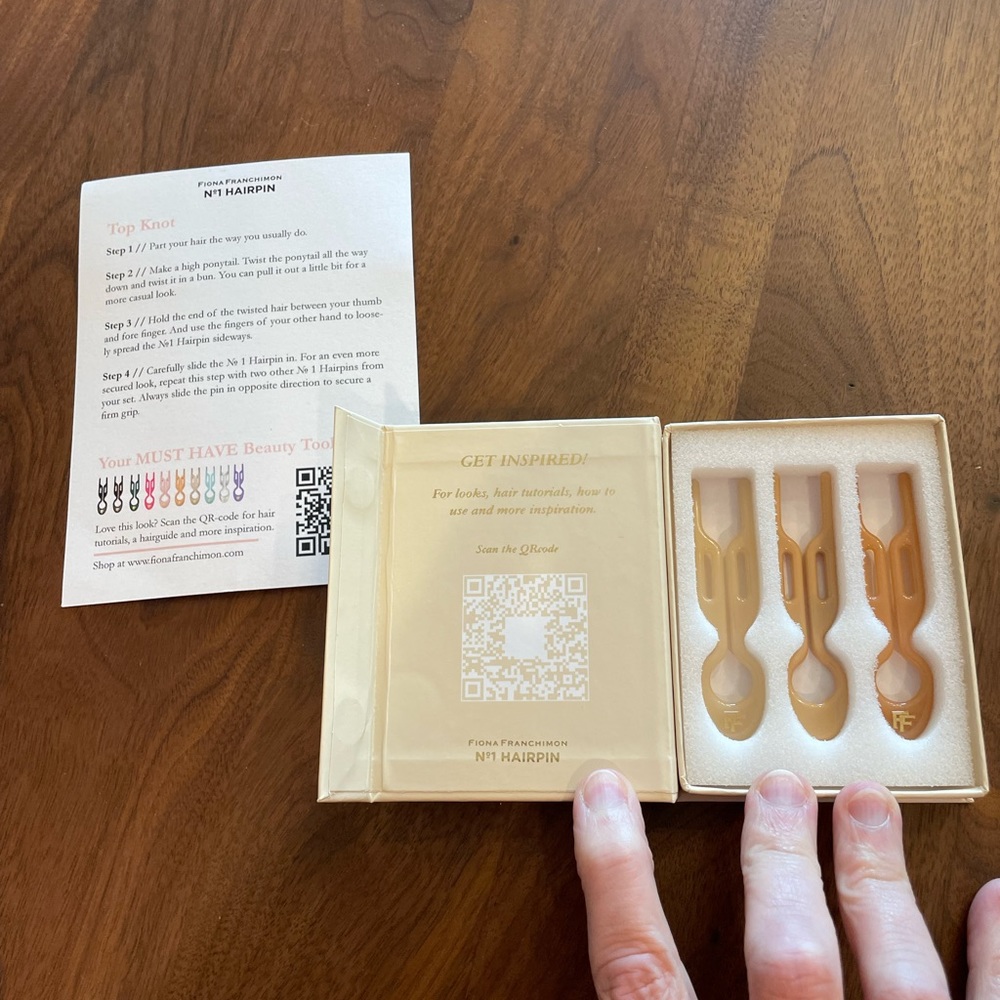 Fiona Franchimon No. 1 Hairpin Paris Collection. Soft Beige Satin Sand Smooth Ca